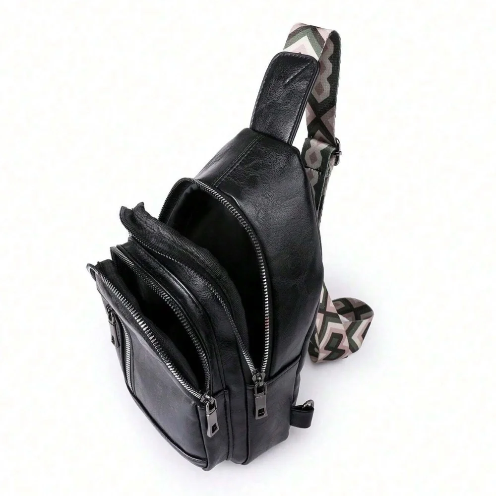 Luxe Vegan Leather Zip up Crossbody Back Pack Bag - Picture 16 of 16